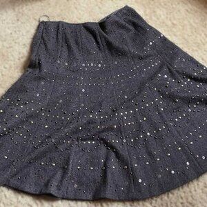 Lafayette 148 New York  Brown Embellished Beaded Wool Alpaca Skirt 14